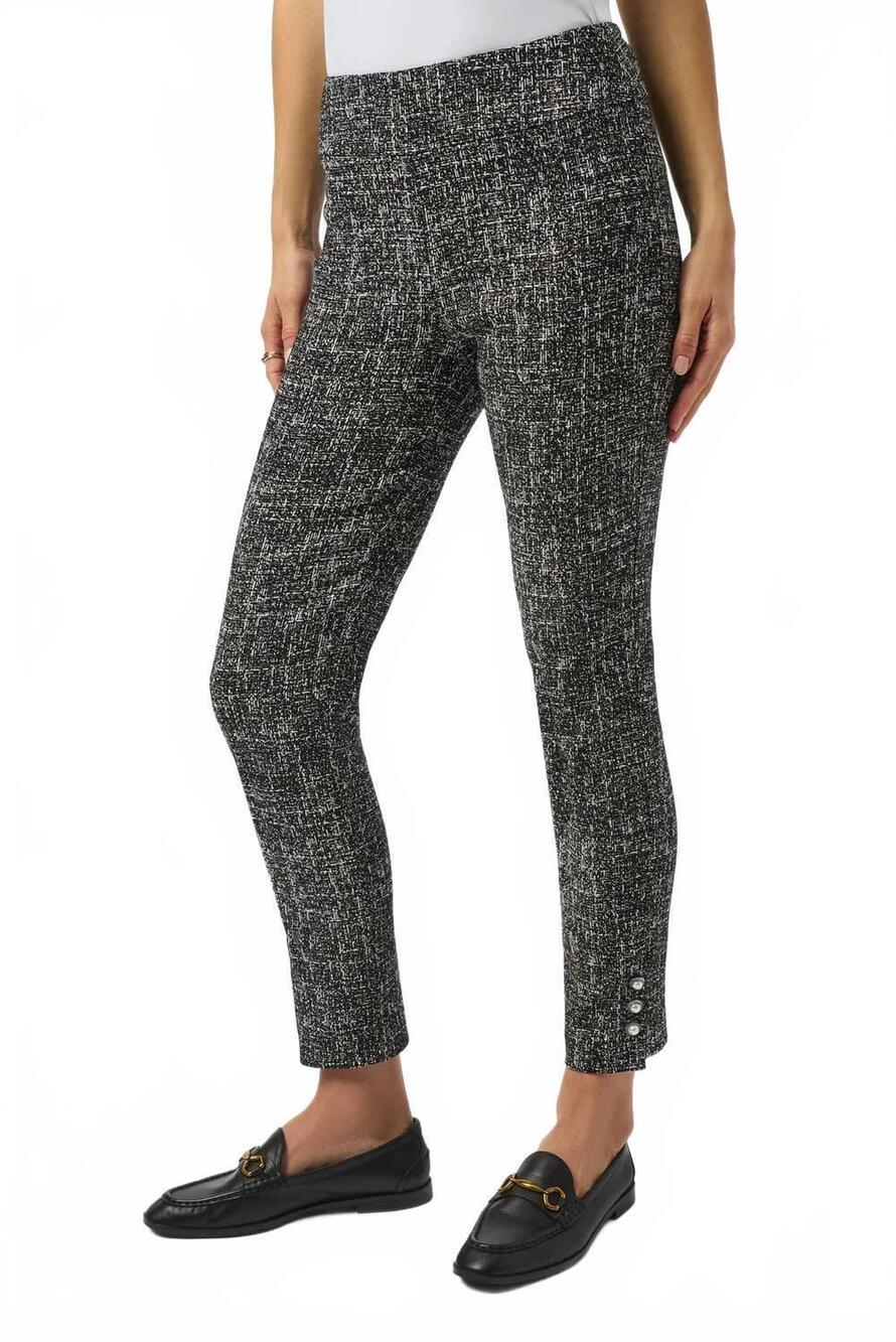 NEW JOSEPH RIBKOFF abstract pattern pull on straight leg pants in grey melange
